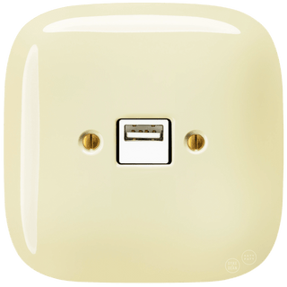 SQUARE PORCELAIN WALL USB CHARGER VANILLA - DYKE & DEAN