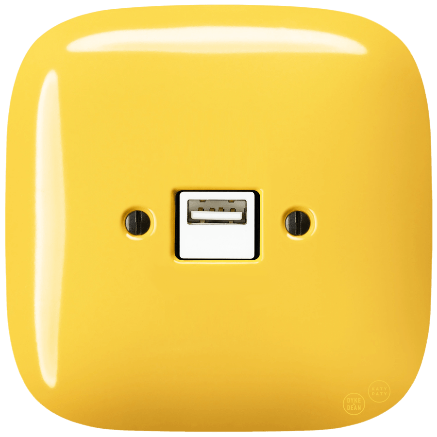 SQUARE PORCELAIN WALL USB CHARGER YELLOW - DYKE & DEAN