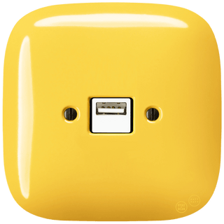 SQUARE PORCELAIN WALL USB CHARGER YELLOW - DYKE & DEAN