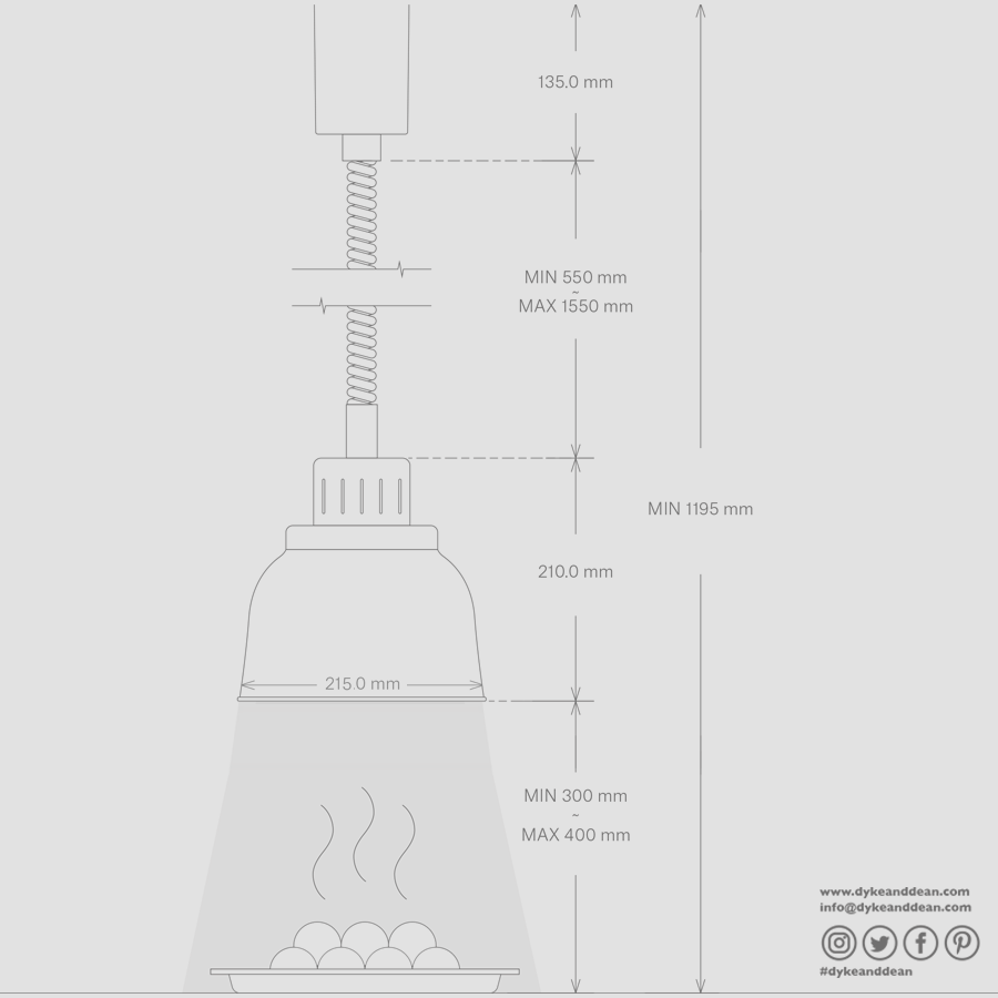 STAY HOT HEAT LAMP PENDANT EXCLUSIVE 22001 BLACK - DYKE & DEAN