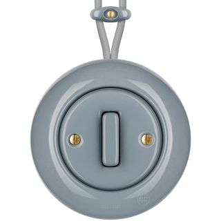 SURFACE PORCELAIN WALL LIGHT SWITCH ASH GREY SLIM BUTTON - DYKE & DEAN