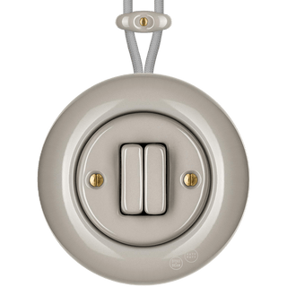 SURFACE PORCELAIN WALL LIGHT SWITCH CAPPUCCINO DOUBLE - DYKE & DEAN