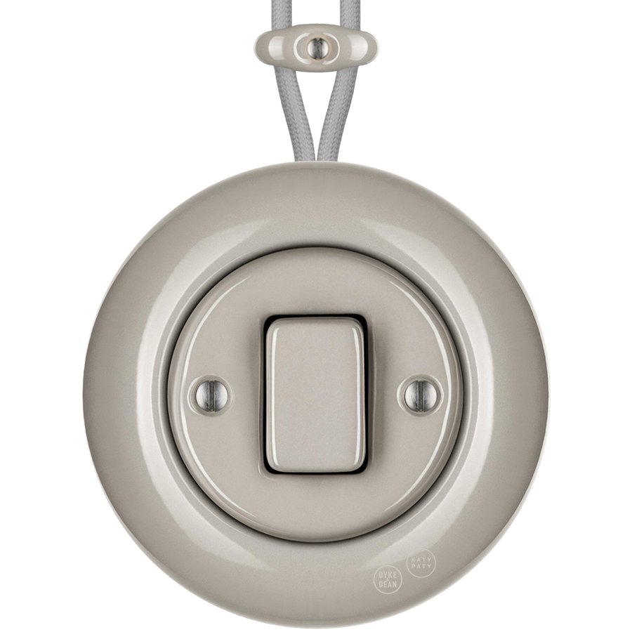 SURFACE PORCELAIN WALL LIGHT SWITCH CAPPUCCINO FAT BUTTON - DYKE & DEAN