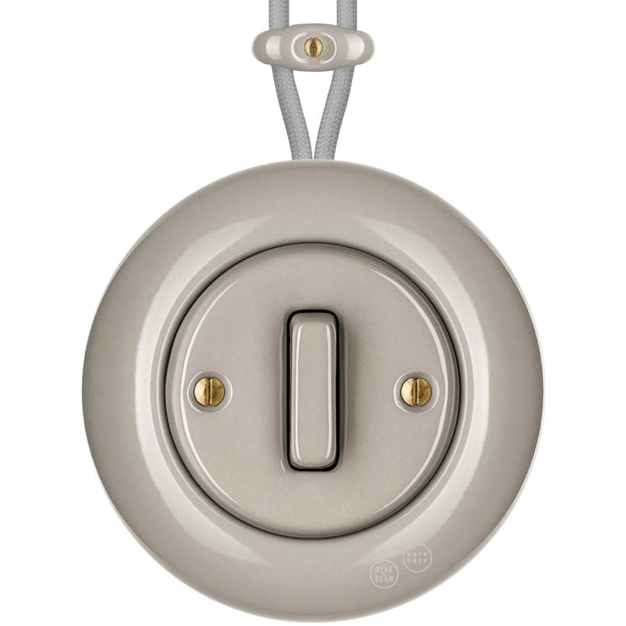 SURFACE PORCELAIN WALL LIGHT SWITCH CAPPUCCINO SLIM BUTTON - DYKE & DEAN