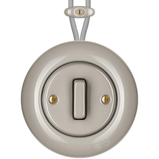 SURFACE PORCELAIN WALL LIGHT SWITCH CAPPUCCINO SLIM BUTTON - DYKE & DEAN