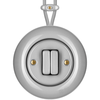 SURFACE PORCELAIN WALL LIGHT SWITCH GREY DOUBLE - DYKE & DEAN