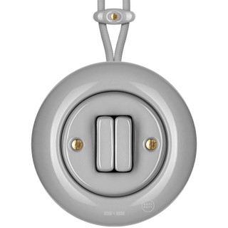 SURFACE PORCELAIN WALL LIGHT SWITCH GREY DOUBLE - DYKE & DEAN