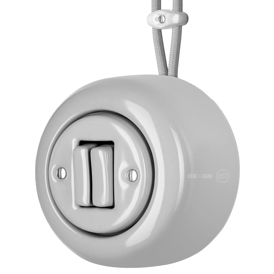 SURFACE PORCELAIN WALL LIGHT SWITCH GREY DOUBLE - DYKE & DEAN