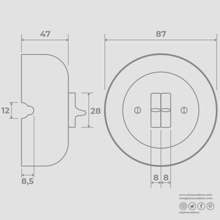 SURFACE PORCELAIN WALL LIGHT SWITCH GREY DOUBLE TOGGLE - DYKE & DEAN