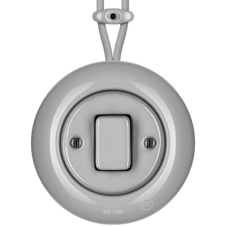 SURFACE PORCELAIN WALL LIGHT SWITCH GREY FAT BUTTON - DYKE & DEAN