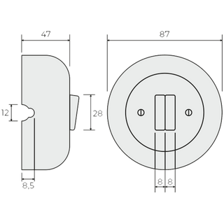 SURFACE PORCELAIN WALL LIGHT SWITCH GREY GREEN DOUBLE - DYKE & DEAN