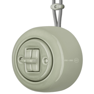 SURFACE PORCELAIN WALL LIGHT SWITCH GREY GREEN DOUBLE TOGGLE - DYKE & DEAN