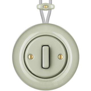 SURFACE PORCELAIN WALL LIGHT SWITCH GREY GREEN SLIM BUTTON - DYKE & DEAN