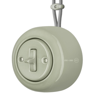 SURFACE PORCELAIN WALL LIGHT SWITCH GREY GREEN TOGGLE - DYKE & DEAN