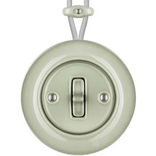 SURFACE PORCELAIN WALL LIGHT SWITCH GREY GREEN TOGGLE - DYKE & DEAN