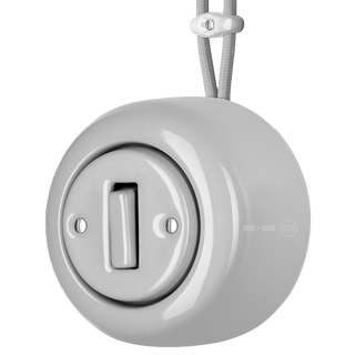 SURFACE PORCELAIN WALL LIGHT SWITCH GREY SLIM BUTTON - DYKE & DEAN