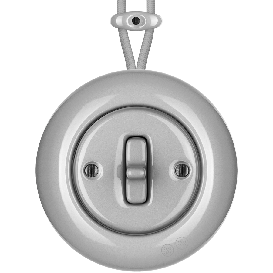 SURFACE PORCELAIN WALL LIGHT SWITCH GREY TOGGLE - DYKE & DEAN