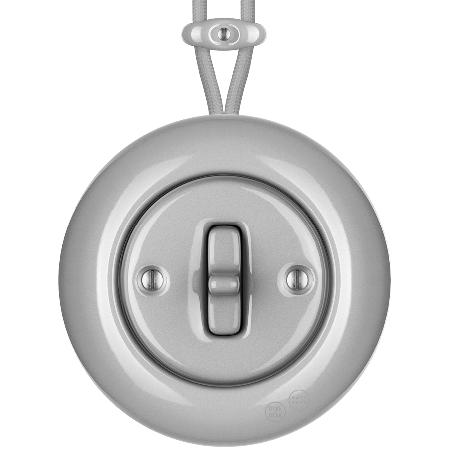 SURFACE PORCELAIN WALL LIGHT SWITCH GREY TOGGLE - DYKE & DEAN