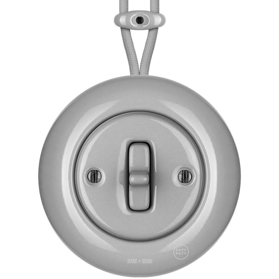 SURFACE PORCELAIN WALL LIGHT SWITCH GREY TOGGLE - DYKE & DEAN