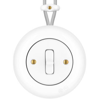 SURFACE PORCELAIN WALL LIGHT SWITCH WHITE TOGGLE - DYKE & DEAN