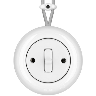 SURFACE PORCELAIN WALL LIGHT SWITCH WHITE TOGGLE - DYKE & DEAN