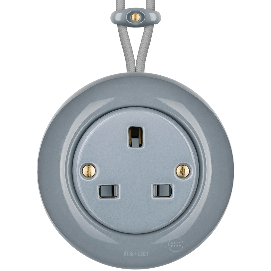 SURFACE PORCELAIN WALL SOCKET ASH GREY UK - DYKE & DEAN