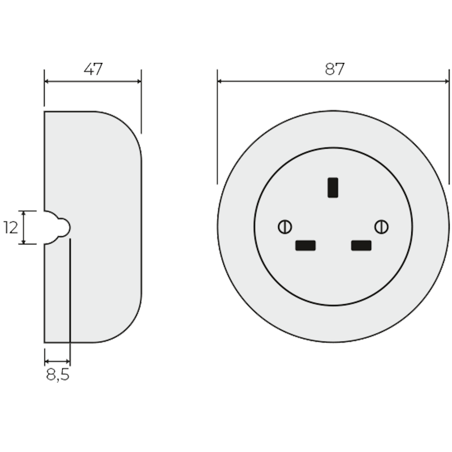 SURFACE PORCELAIN WALL SOCKET ASH GREY UK - DYKE & DEAN