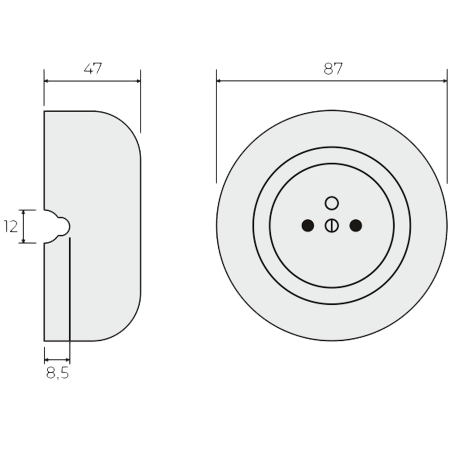 SURFACE PORCELAIN WALL SOCKET CAPPUCCINO BLACK SCREWS - DYKE & DEAN