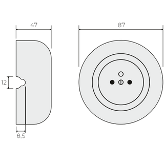 SURFACE PORCELAIN WALL SOCKET CAPPUCCINO BLACK SCREWS - DYKE & DEAN