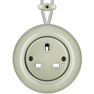 SURFACE PORCELAIN WALL SOCKET GREY GREEN UK - DYKE & DEAN