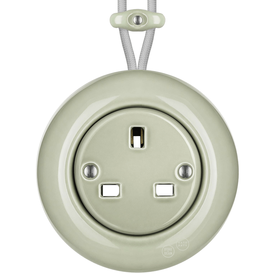 SURFACE PORCELAIN WALL SOCKET GREY GREEN UK - DYKE & DEAN