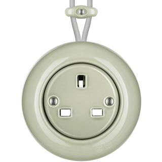 SURFACE PORCELAIN WALL SOCKET GREY GREEN UK - DYKE & DEAN