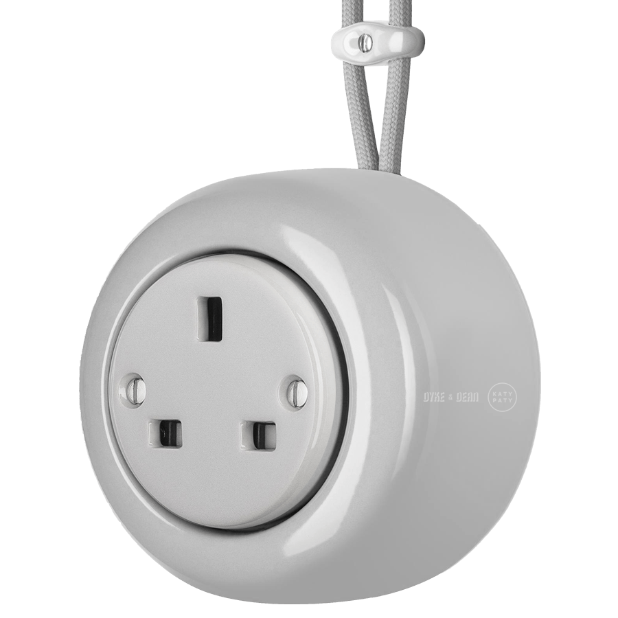 SURFACE PORCELAIN WALL SOCKET GREY UK - DYKE & DEAN