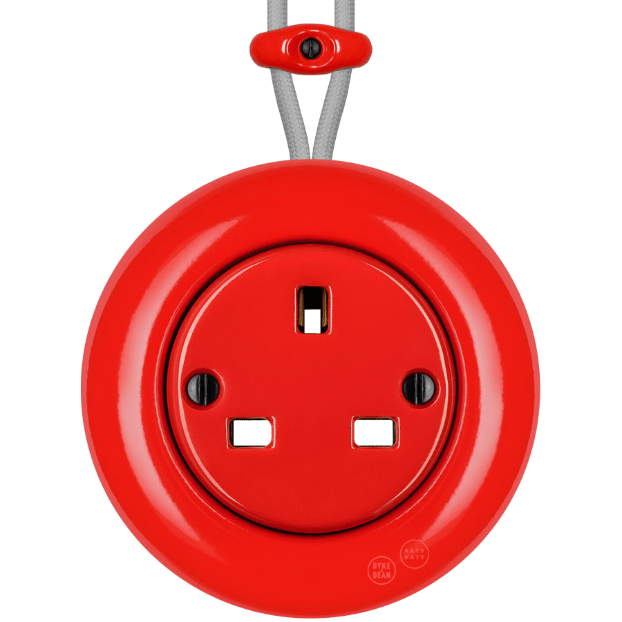 SURFACE PORCELAIN WALL SOCKET RED UK - DYKE & DEAN