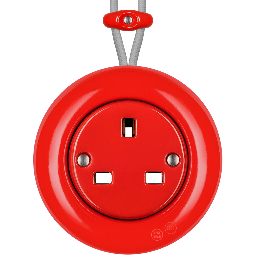 SURFACE PORCELAIN WALL SOCKET RED UK - DYKE & DEAN