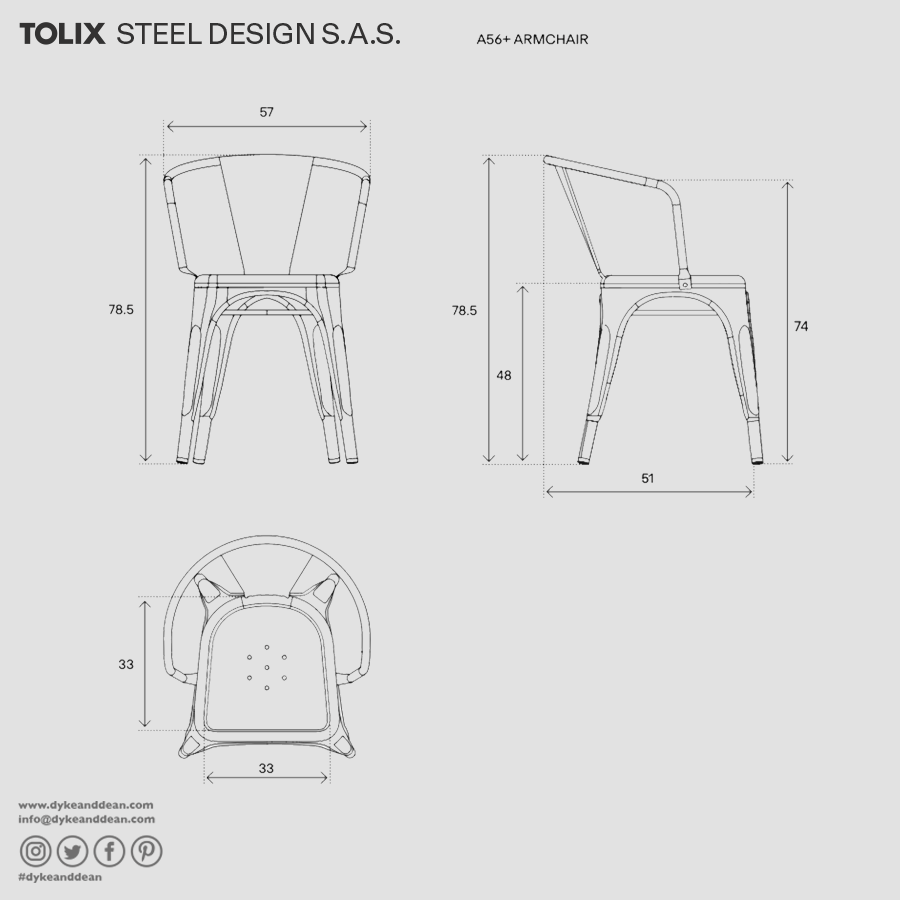 TOLIX A56+ ARMCHAIR - DYKE & DEAN