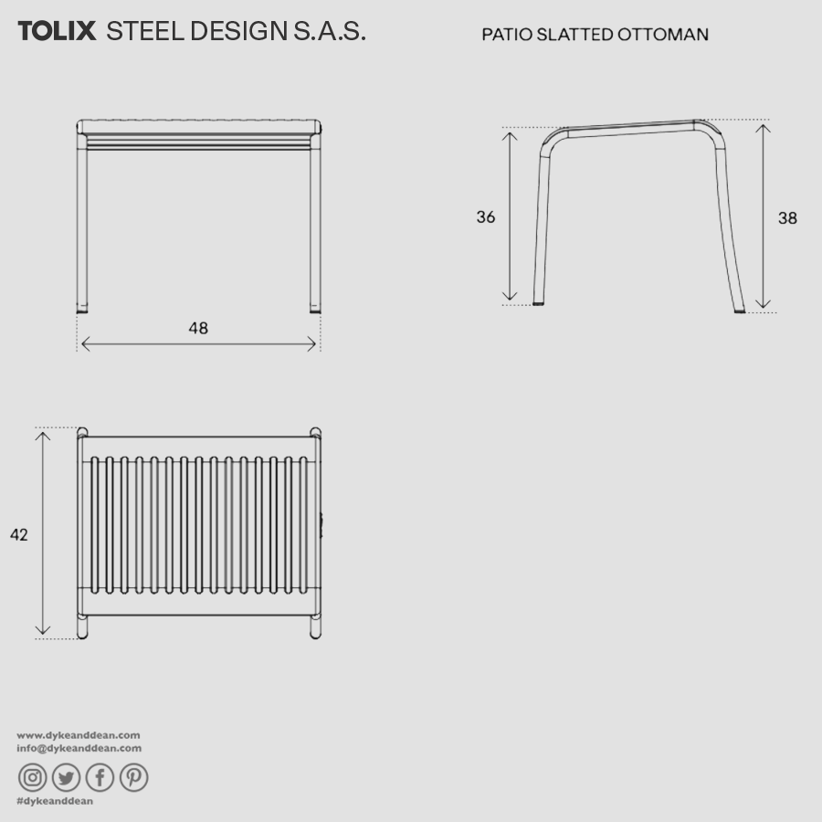 TOLIX PATIO SLATTED OTTOMAN - DYKE & DEAN