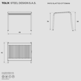 TOLIX PATIO SLATTED OTTOMAN - DYKE & DEAN