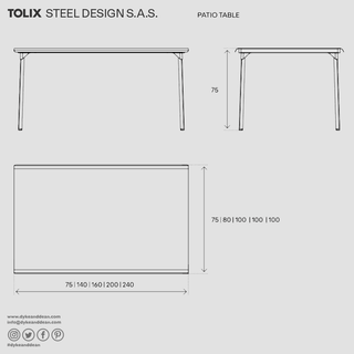 TOLIX PATIO TABLE 160x100 - DYKE & DEAN