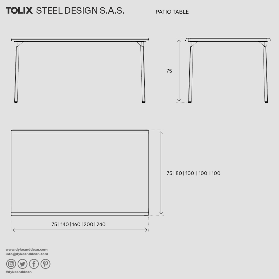 TOLIX PATIO TABLE 75x75 - DYKE & DEAN