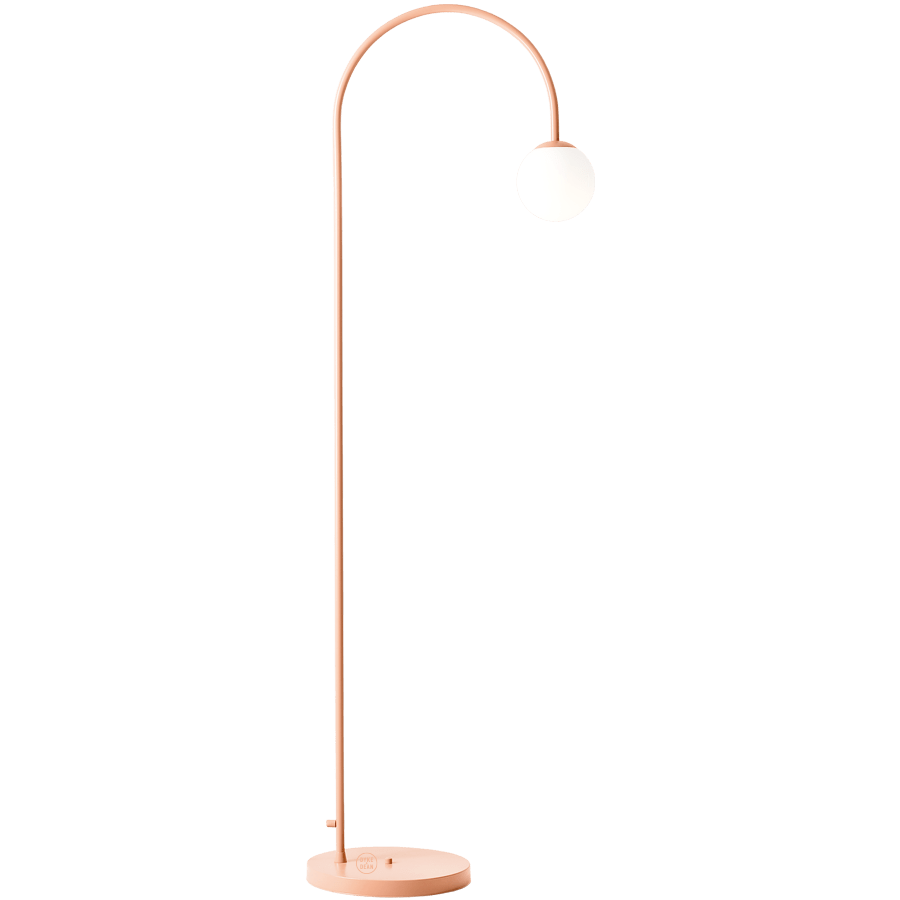 UNA OPAL GLASS GLOBE LOOP FLOOR LIGHT CORAL - DYKE & DEAN