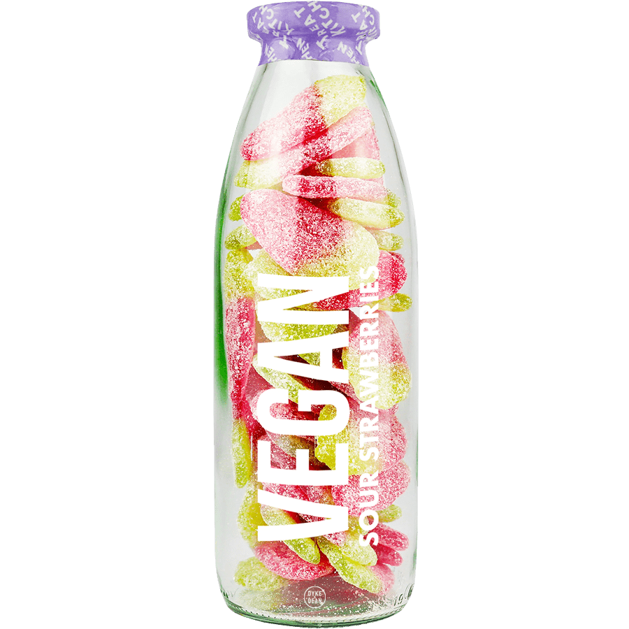 VEGAN SOUR GIANT STRAWBERRIES SWEET BOTTLE - DYKE & DEAN