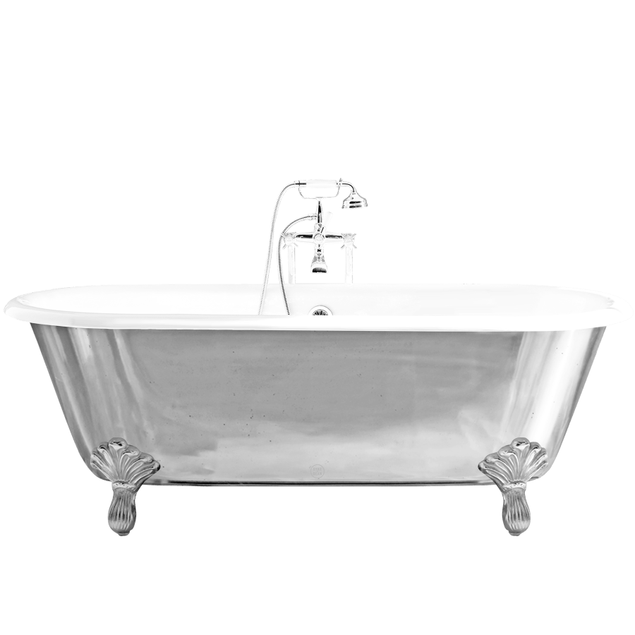 VINTAGE ENAMEL CAST IRON BATHTUB WITH FEET METAL - DYKE & DEAN