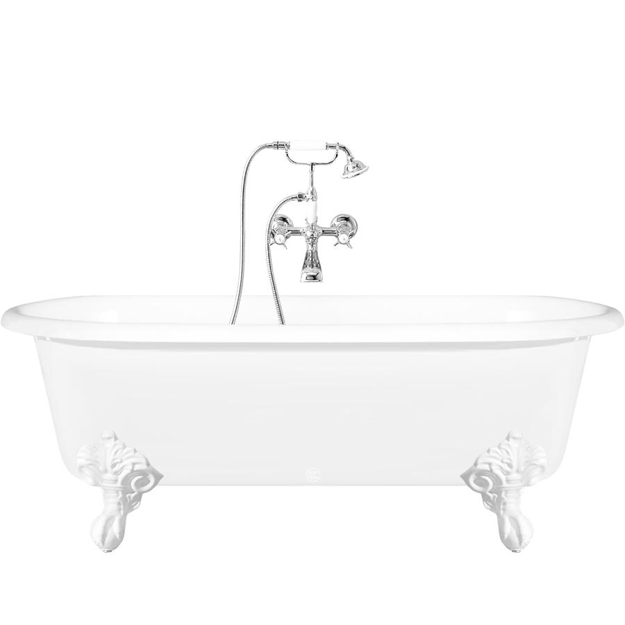 VINTAGE ENAMEL CAST IRON BATHTUB WITH FEET WHITE - DYKE & DEAN