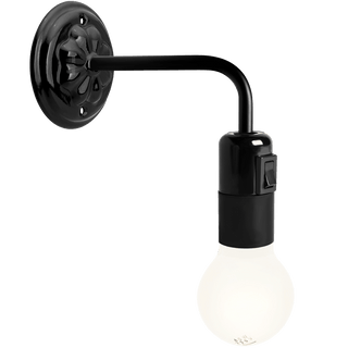 BLACK CERAMIC 90° DEGREE WALL LIGHT SWITCHED - DYKE & DEAN