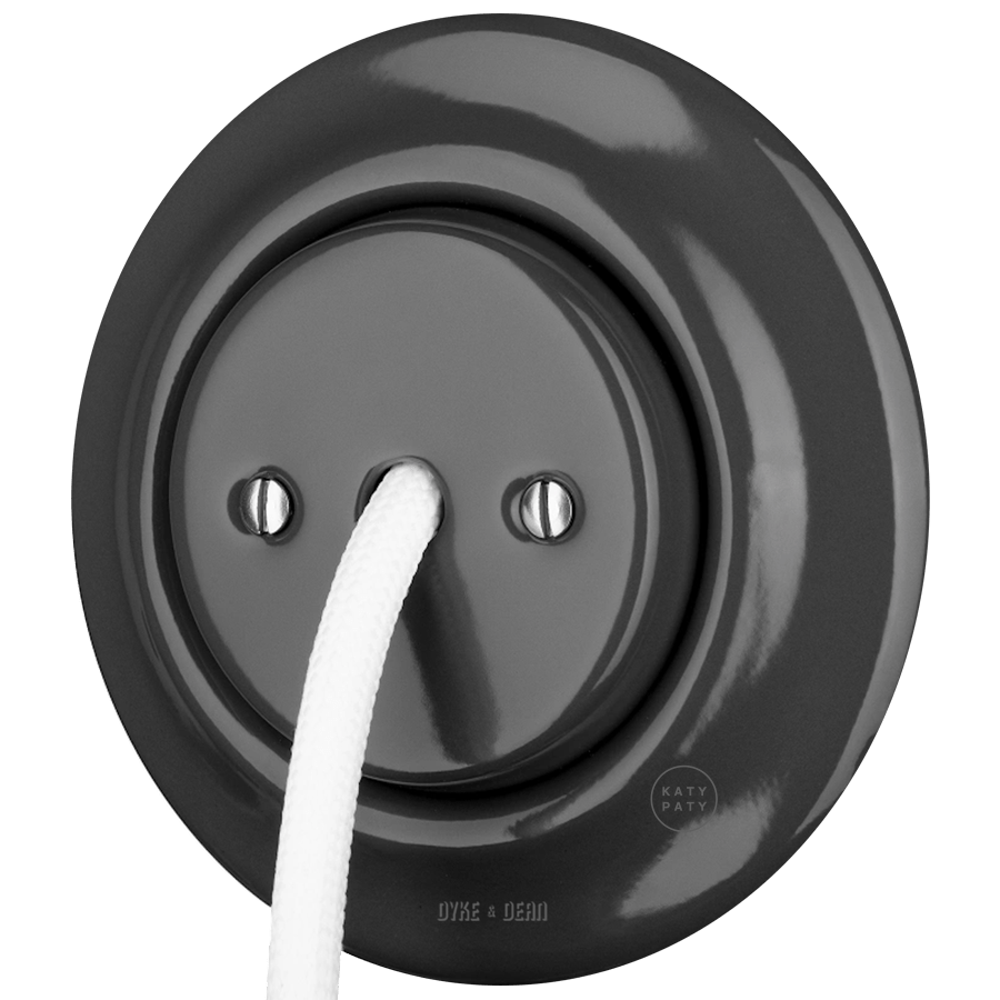 PORCELAIN WALL CABLE GLAND SOCKET DARK GREY - DYKE & DEAN