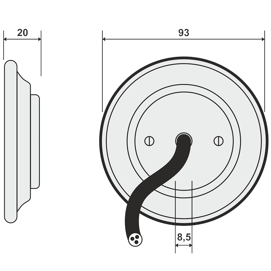 PORCELAIN WALL CABLE GLAND SOCKET SAND - DYKE & DEAN