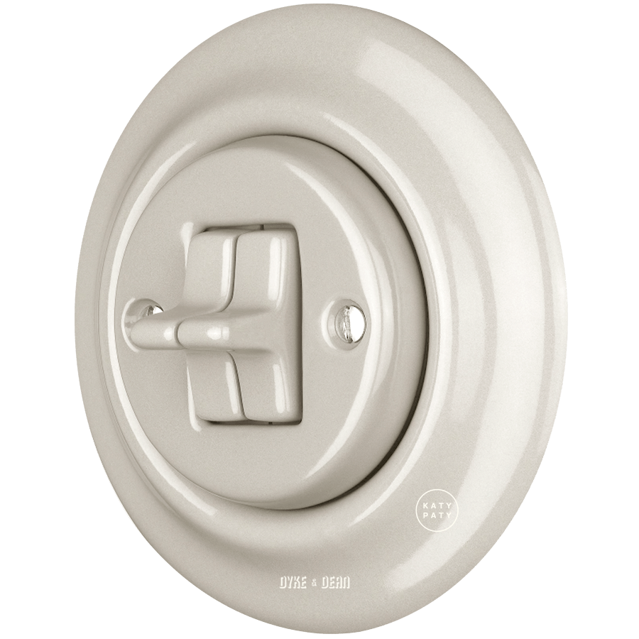 PORCELAIN WALL LIGHT SWITCH CAPPUCCINO 2 TOGGLE - DYKE & DEAN