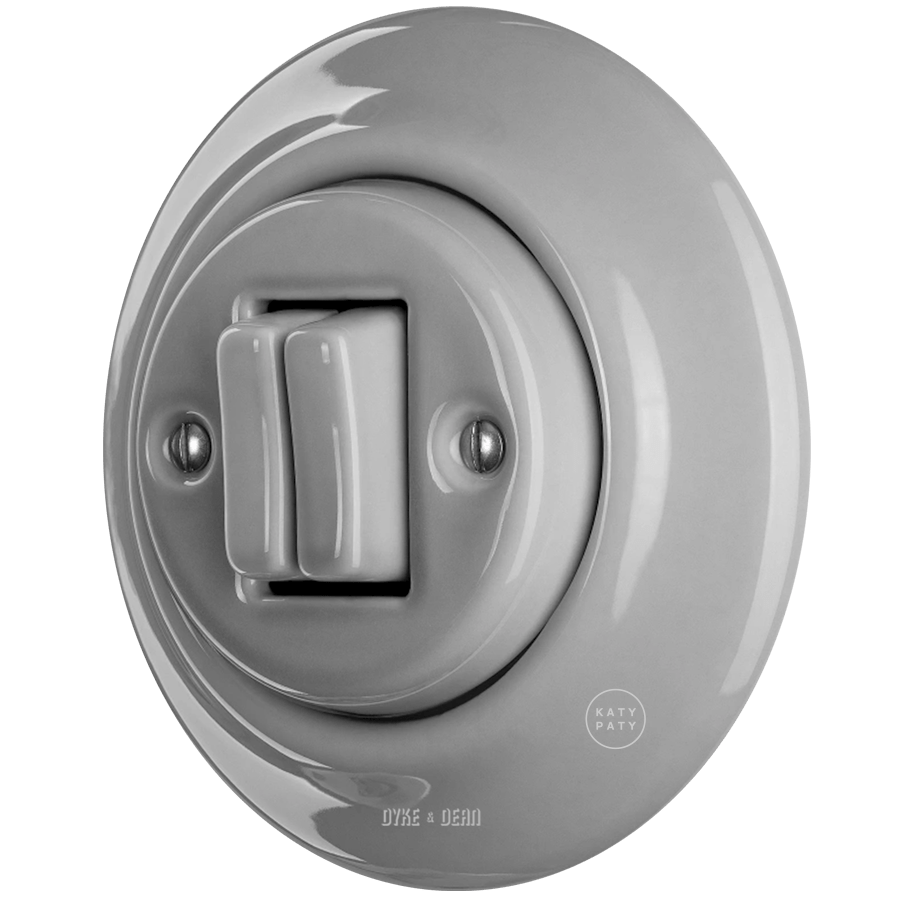 PORCELAIN WALL LIGHT SWITCH GREY DOUBLE - DYKE & DEAN