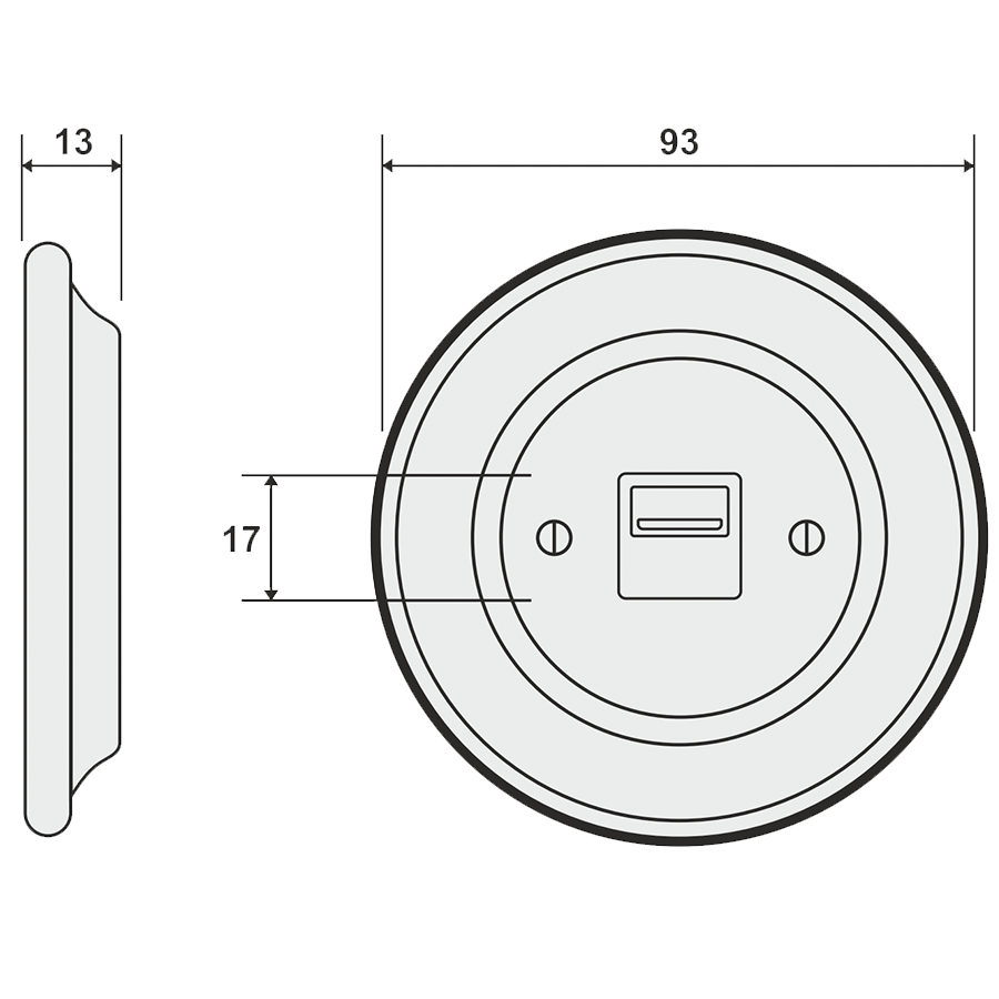 PORCELAIN WALL SOCKET ASH GREY HDMI - DYKE & DEAN